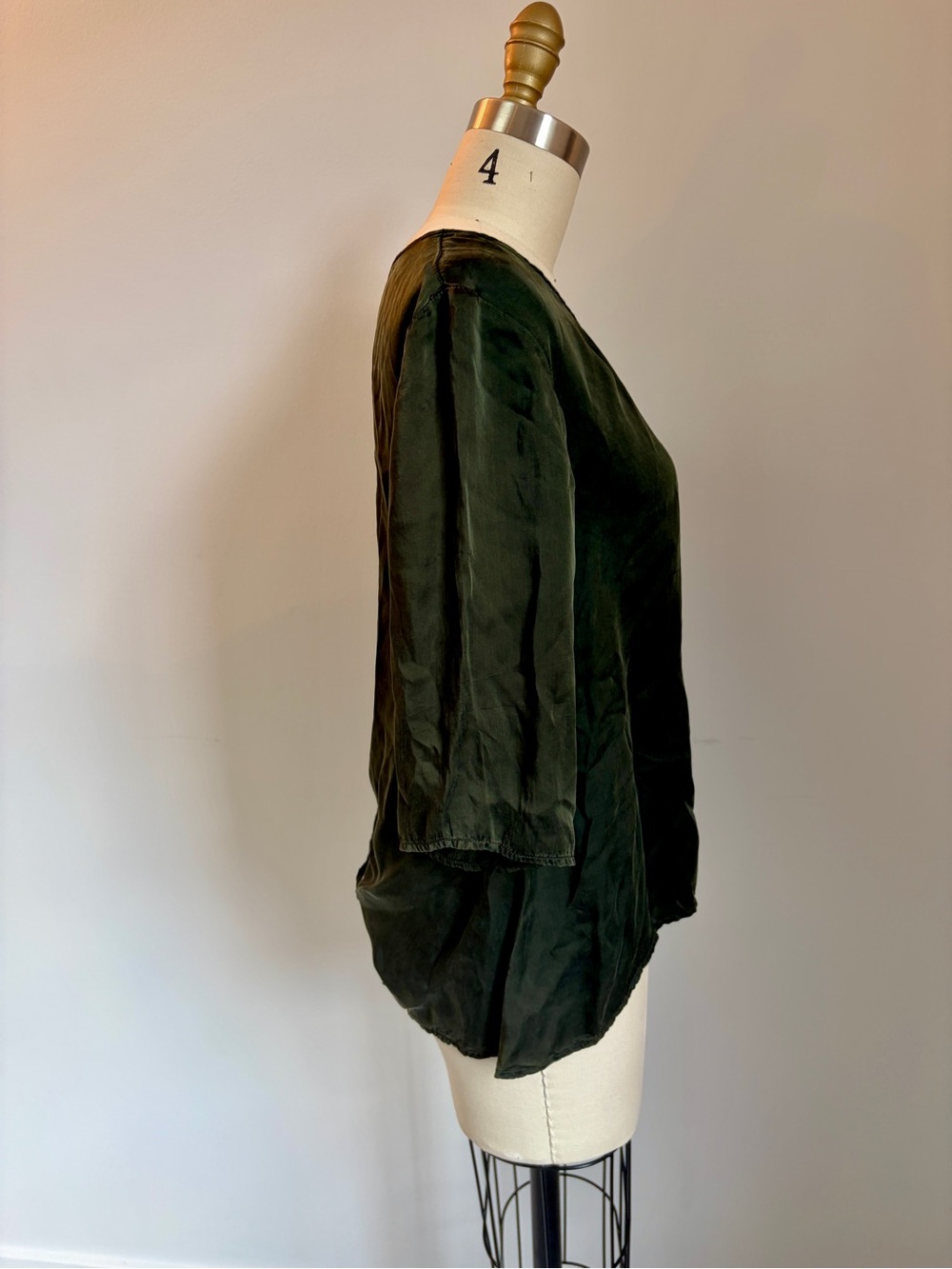 Dark Green Women's Lightweight V-Neck Blouse